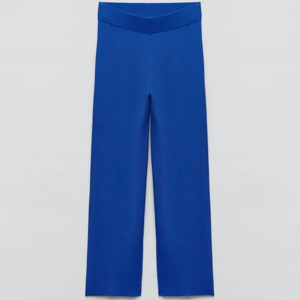 Nwt Zara blue knit ribbed pants/ Zara summer pants - Picture 4 of 4